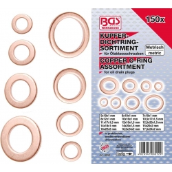 BGS, podkładki miedziane 5-17.5 mm, 150 szt, B.8052