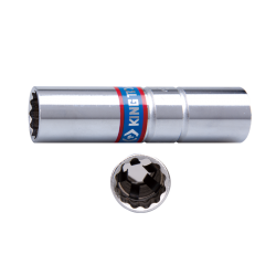 King Tony, nasadka do świec, 3/8", 20.8mm x 70mm 12-kąt, wkładka z metalowym klipsem, 367021