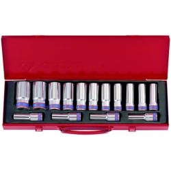 KING TONY zestaw nasadek 1/2" 15cz. długie 6-kąt. 4315MR