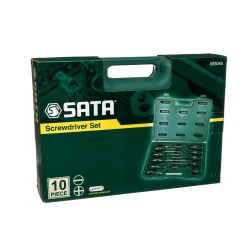 Zestaw 10 wkrętaków płaskich i krzyżakowych seria a w pudełku sata 09304e