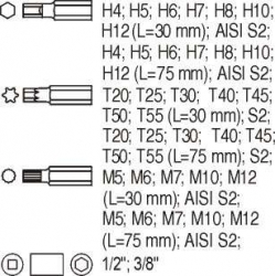 YATO WKŁAD DO SZUFLADY KOŃCÓWKI ŚRUBOKRĘTOWE (BITY) 40CZ, YT-5538