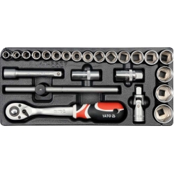Yato, wkład do wózka, zestaw nasadek 1/2" 24szt, YT-5537